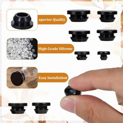 40Pcs Rubber Plugs for Holes Assorted Sizes, Black Rubber Stoppers Grommets B…