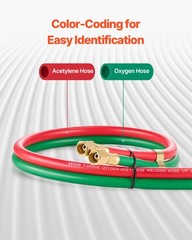 VEVOR Oxygen Acetylene Hose 1/4-Inch x 15FT T Hose 300PSI Max Working Pressure