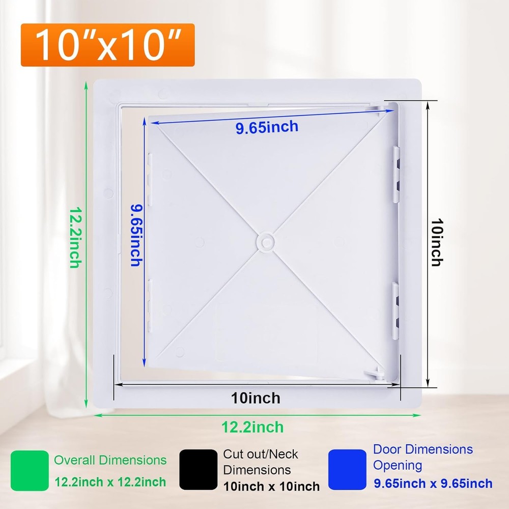 Plastic Access Panel for Drywall Ceiling 10 x 10 Inch Reinforced Plumbing Wall A