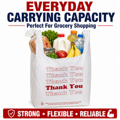 Bags 1/6 Large 21 x 6.5 x 11.5 “Thank You” T-Shirt Plastic Grocery Shopping 0.48