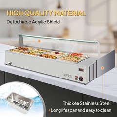 96QT 1500W Electric Commercial Food Warmer, 12-Pan Steam Table 8QT/Pan w/Shield