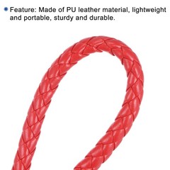 4 x Braided Leather Keychain PU Ring Woven Lanyard Strap Red Blue Yellow Gray