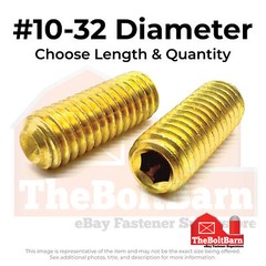 #10-32 Brass Cup Point Socket Set Screws (Choose Length & Qty)
