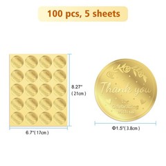 100 x Thank You for Celebrating with us Favor Stickers Labels, Gold Foil