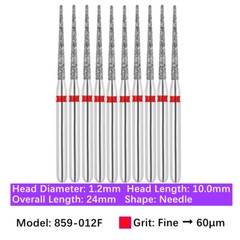 10pc Vakker Friction Grip Diamond Burs Needle Burs for High Speed Handpiece