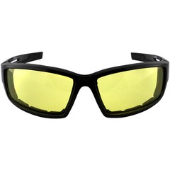 Birdz Eyewear Swoop Padded Motorcycle Sunglasses Black Frame Yellow Lens
