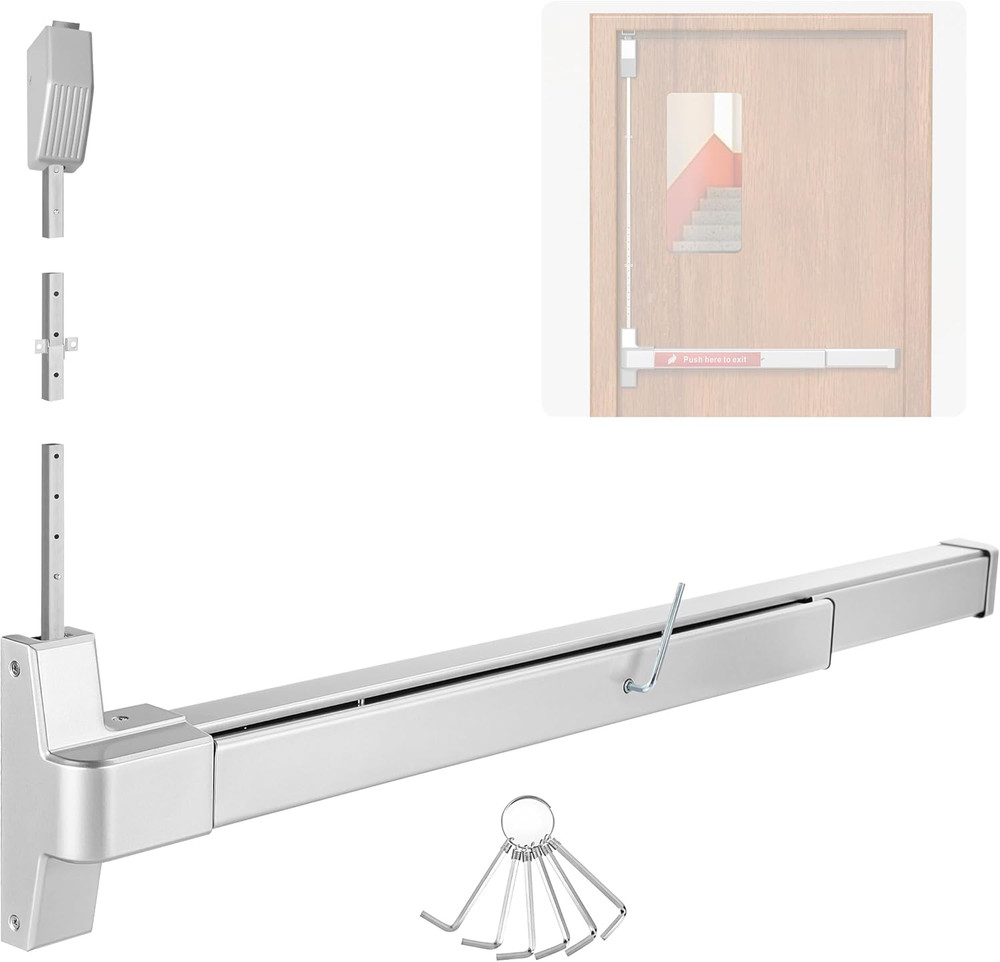 Surface Vertical Rod Exit Device, 32In Commercial Door Push Bar Panic Device wit