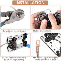 Crimping Tool Cable Lug Crimper Wire Plug Pliers Battery Terminal Assortment Kit
