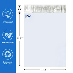 NB 12×15.5 Inch – 10 Pcs White Poly Mailers Strong 12″x15.5″ 10pc,