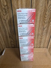 ACCO 72580G Jumbo Smooth Paper Clips – Silver (5000/Case) New