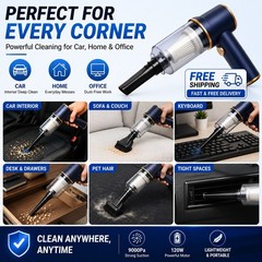 9000Pa 120W Cordless 2-in-1 Handheld Vacuum & Air Duster, Washable HEPA