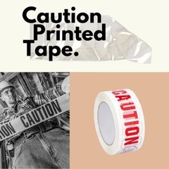 36 Rls White Caution Pre-Printed Packing Tape 2″ x 110 Yds Warning Tape 2 Mil