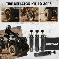 Adjustable Auto-Stop Tire Deflator Valve Kit (10-30 PSI) 4 PCS Screw-on Tyre Air