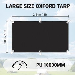 2 Pack 6×8 ft Black Heavy-Duty Waterproof Tarps – Oxford Fabric Tarpaulin wit…