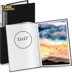 11×17 Portfolio Binder 24 Clear Sleeves Art Presentation Folder Acid Free Black