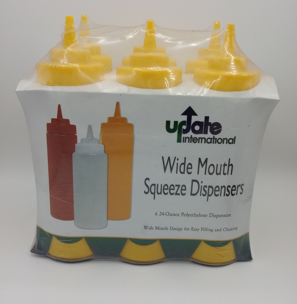 Update International 6 Wide Mouth Squeeze Dispensers 24 Oz Yellow Restaurant New