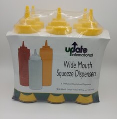 Update International 6 Wide Mouth Squeeze Dispensers 24 Oz Yellow Restaurant New