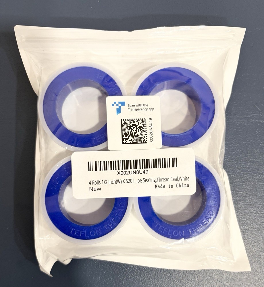 4 Rolls 1/2 Inch(W) X 520 Inches(L) Teflon Plumbers Tape,Pipe Sealing & White