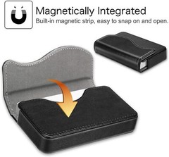 PU Leather Business Card Holder Name Card Bag Wallet Case Organizer -Black