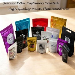 Custom Printed Mylar Bags Food Grade Stand Up Pouches for Snack & Food Wholesale