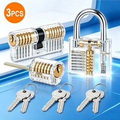 3PC Clear Acrylic Practice Lock Transparent Cutaway Pin Tumbler Training Set
