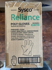 Sysco Reliance Poly Gloves Large Clear Polyethylene Powder-Free 8348740