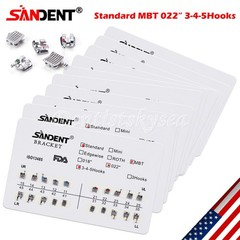 10Packs Dental Orthodontic Brackets Metal Braces Standard MBT 022 Hooks 3-4-5