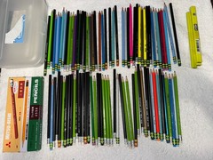 Dixon Ticonderoga Mitsu-Bishi, Tombow, Quality Wooden Pencils Collection w/ Case