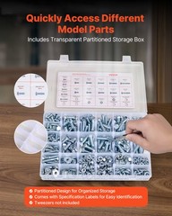 VEVOR 566 Pcs Bolts Nuts Assortment Kit Imperial Alloy Steel for Furniture