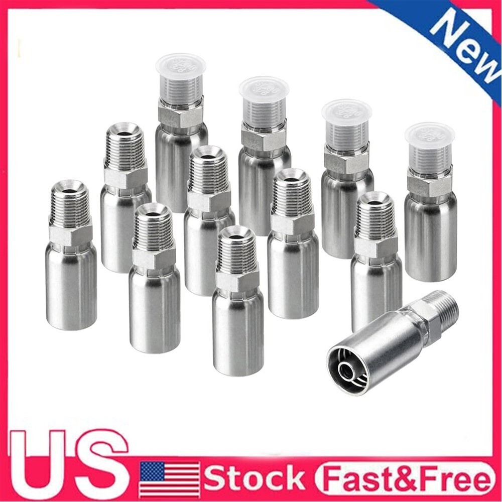 12 Pack Hydraulic Hose Fittings, 3/8″ I.D. Hose X 3/8″ NPTF Male with Protection