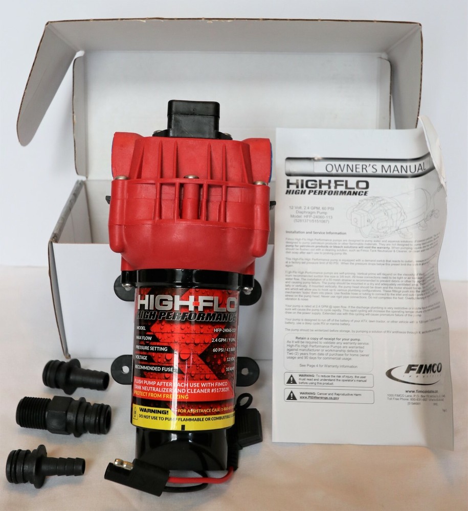 HIGH-FLO High Performance 2.4 GPM 60 PSI 12V Pump #HFP-24060-113