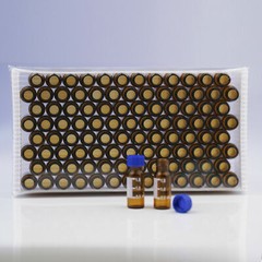 100Pcs 2ml Sampler Vials+9-425 Amber/Clear Vial w/Blue Screw Caps Writing Patch