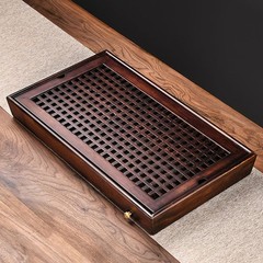 X-Large 19 Inch Bamboo Chinese Gongfu Tea Ceremony Tray with Drain Drainage T…