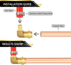 1/2″ Copper Press x 1/2″ PEX Crimp Elbow, Pack of 10
