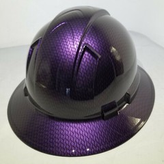 Hard Hat FULL BRIM custom hydro dipped , OSHA MOPAR PLUM CRAZY CARBON FIBER
