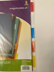Lot of 6 Wexford 5 Pack Multi-Color Insertable Dividers 9″ x11.25″ NEW