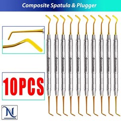Dental Composite Filling Instruments Spatula & Plugger Titanium Gold Tips