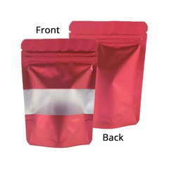 7×10.25in Red Foil Mylar Matte Stand Up Zip Lock Bag w/ Window & Desiccant