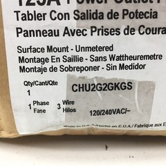 Eaton 125A Power Outlet Panel Surface Mount 1PH 3W Outdoor CHU2G2GKGS
