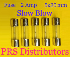 Fuse 2A 250V 5X20mm SLOW BLOW Glass Fuse 2 Amp 250 Volt 5 pieces USA SELLER
