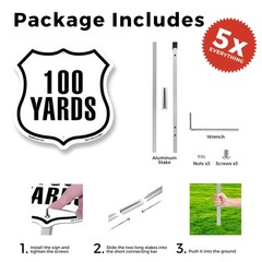 100 Yards Golf Course Running Race Shield Shaped Sign With Stake