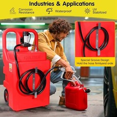 Heavy Duty Portable Fuel Tank w/ Top Handle 13ft Delivery Hose Oil Gun 32 Gallon