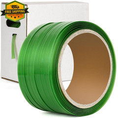 Green Polyester PET Strapping Roll 500ft 5/8 Inch 1400 lbs Self Dispensing Box