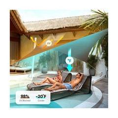 Quictent 185G HDPE Square 24x24FT Sun Shade Sail Canopy 98% UV Block Top Outd…