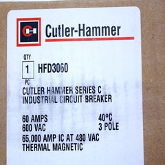 EATON CUTLER-HAMMER HFD3060 6639C86G92 3 POLE 60 AMP 600V CIRCUIT BREAKER