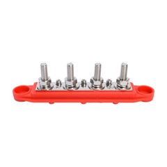 Red & Black 5/16″ 4 Stud Power Distribution Busbar Bus Bar With Cover Fast Ship
