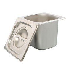 6 Pack 1/6 Size Hotel Pans Steam Table Pan Stainless Steel 6″ Deep W/Lids