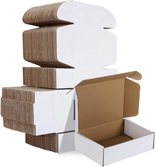 7X5X2 Small Shipping Boxes Set of 50, White Corrugated Cardboard Box Literatu…