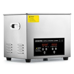 CREWORKS Stainless Steel 10L Ultrasonic Cleaner w/ Timer for Jewelry Dentures