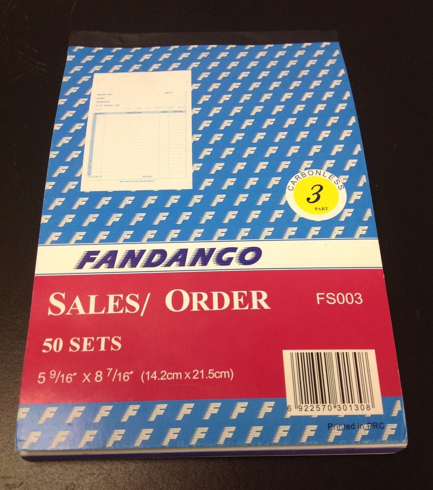 Sales Order Book / Receipt Book ~ 50 Triplicate Forms ~ Carbonless, 5.5″x8.5″